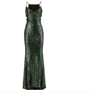 Badgley Mishka Green Sequin Gown